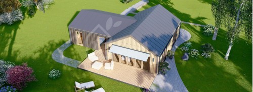 Бревенчатый Дом VALERI (44 мм + обшивка), 80 м²