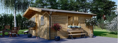 Kütük Kabin DREUX (34+34 mm + Yalıtım), 6x6 m (20'x20'), 36 m²