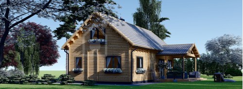 Бревенчатый Дом ВЕРА (44+44 мм), 132 м² + терраса 13,5 м²