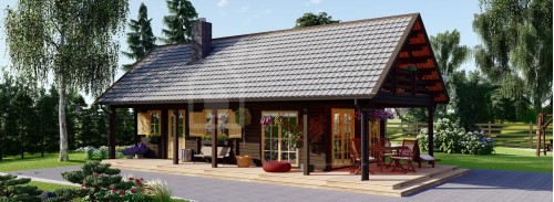 Log Cabin House AURA (Insulated PLUS, 44 + 44 mm), 100 m² With 35 m² Terrace
