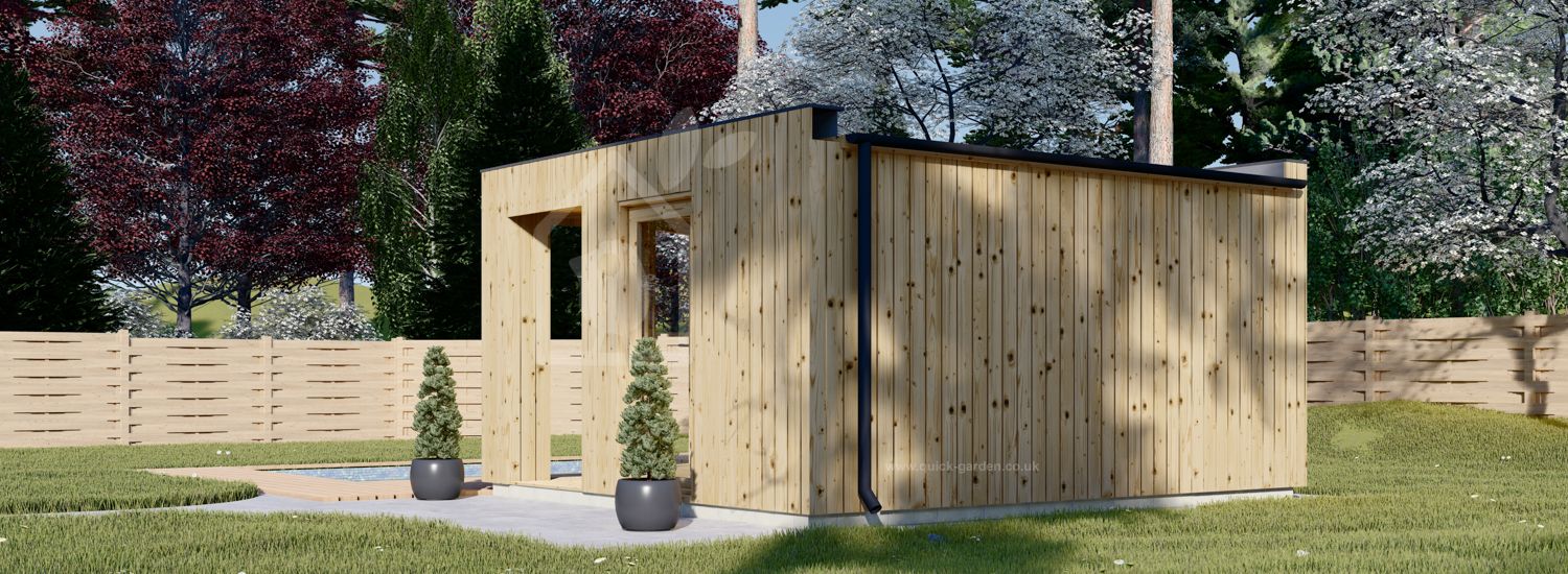 Outdoor Sauna With Changing Room DELLA (34 mm + Cladding), 4,6 x 2,6 m, 9,3 m², Terrace 6,7 m²