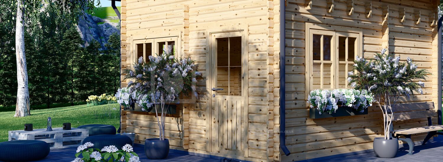 Log Cabin With Loft AVIGNON (44 mm), 20 m² + 15 m² ( 35m2)