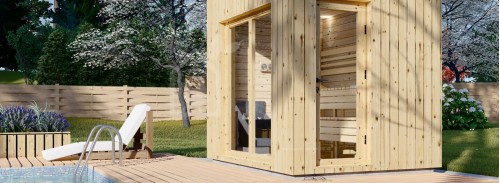 Outdoor Sauna DELLA (34 mm + Cladding), 2,6 x 2,1 m, 3,8 m²