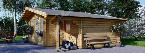 Bahçe Kütük Kabin CLARA Barakalı (80 mm), 7x4 m (23'x13'), 28 m²