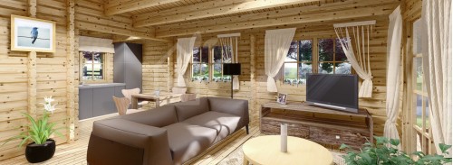 Бревенчатый Дом ЛИНДА (44+44 мм), 78 м² + терраса 15 м²
