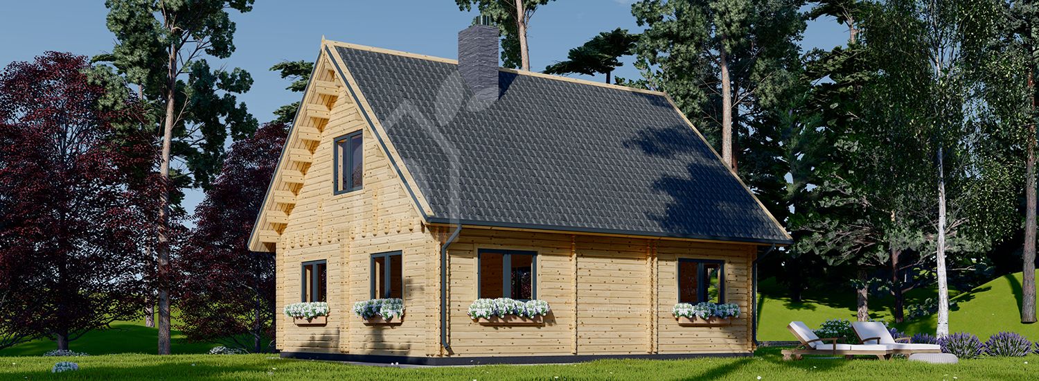 Бревенчатый Дом ДОРИС (44+44 мм), 80 м²