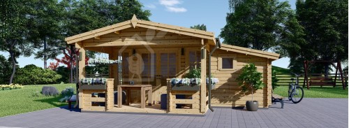 Kütük Kabin ISLA (44 mm), 6x5 m (20'x16'), 18 m², 7 m² Teraslı