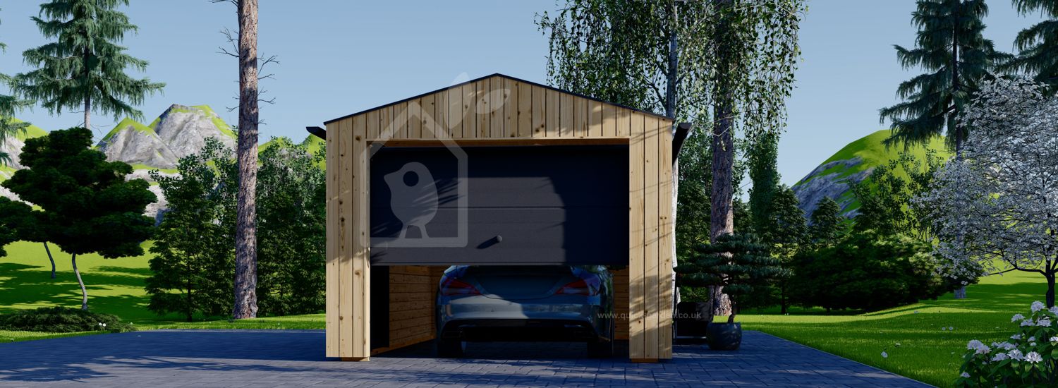 Single Wooden Garage SILVIA (34 mm + Cladding), 3.4x5.4 m (11'x18'), 20 m²
