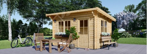 Log Cabin With A Flat Roof DREUX (44 mm), 5x4 m (16'x13'), 20 m²