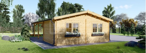 Single Wooden Garage MULTI (44 mm) 4x6 m (13'x20') with Double Carport 5.5x6 m (18'x20')