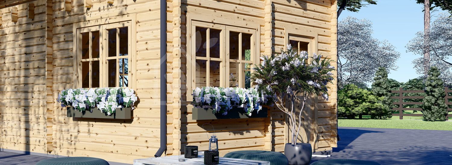 Бревенчатый домик с мансардой АВИНЬОН ( 44 мм), 20 м² + 16 м² (35 м²)