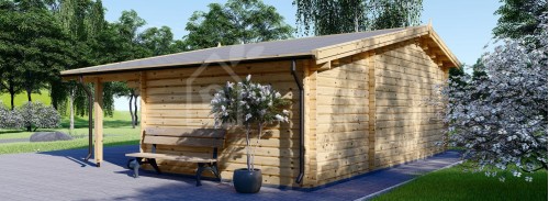 Bahçe Kütük Kabin CLARA Barakalı (80 mm), 7x4 m (23'x13'), 28 m²