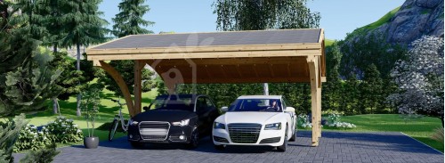 Двойной деревянный навес для машины CORA DUO 5,9x5,9 м (19#039;x19#039;), 35 м²