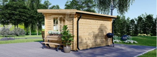 Log Cabin With A Flat Roof DREUX (44 mm), 5x4 m (16'x13'), 20 m²