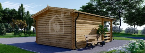 Бревенчатый домик SHANON (80 мм), 4x5,75 м (13#039;x19#039;), 16 м² + 7 м² Терраса