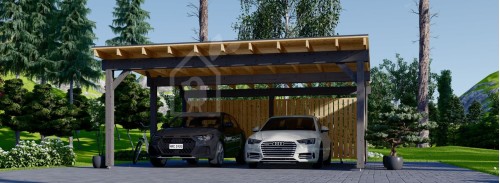 Двойной деревянный навес для машины LUNA DUO F с Г-образной стенкой 6x6 м (20#039;x20#039;)