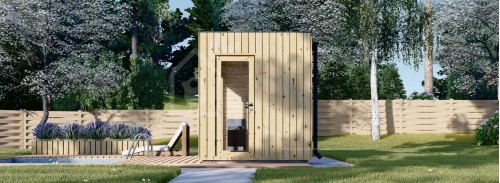 Уличная сауна с раздевалкой DELLA (34 мм + облицовка), 3,6 х 2,1 м, 5,5 м²