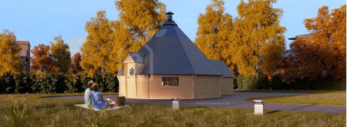 Хижина для барбекю KOTA 25 с надстройкой (44 мм), 5,5x8 м (18x26 футов), 25 м²