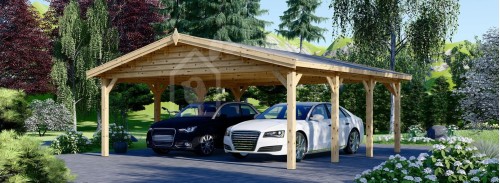 Double Wooden Carport CLASSIC DUO, 6x6 m (20'x20'), 36 m²