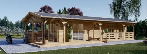 Бревенчатый домик TOSCANA (44 мм), 53 м² с террасой 29 м²