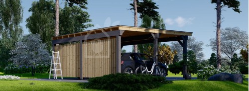 Двойной деревянный навес для машины LUNA DUO F с Г-образной стенкой 6x6 м (20#039;x20#039;)