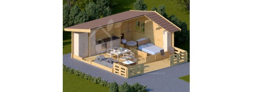 Log Cabin ALTURA (44 mm), 31 m² With 8 m² Terrace