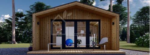 Garden Log Cabin PIA (34 mm + Cladding), 5x4 m (16'x13'), 20 m²