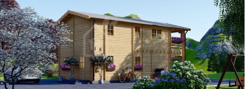 Бревенчатый Дом ТУЛУЗА (Утепленный PLUS, 44 + 44 мм), 100 м² С террасой 20 м²