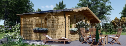 Bahçe Kütük Kabin CLARA Barakalı (80 mm), 7x4 m (23'x13'), 28 m²