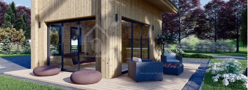 Бревенчатый коттедж СОФИЯ с мансардой (34 мм + обшивка + утеплитель), 20 м²