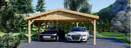 Double Wooden Carport CLASSIC DUO, 6x6 m (20'x20'), 36 m²