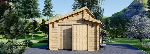 Одинарный деревянный гараж TWIN (44 мм), 4x6 м (13#039;x20#039;), 24 м²