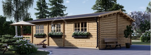 Жилой бревенчатый домик HYMER (80 мм), 42 м² + терраса 10 м²