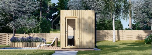 Outdoor Sauna DELLA (34 mm + Cladding), 2,6 x 2,1 m, 3,8 m²