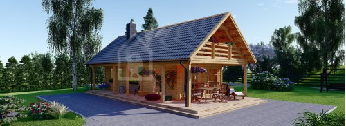 Log Cabin House AURA (Insulated PLUS, 44 + 44 mm), 100 m² With 35 m² Terrace
