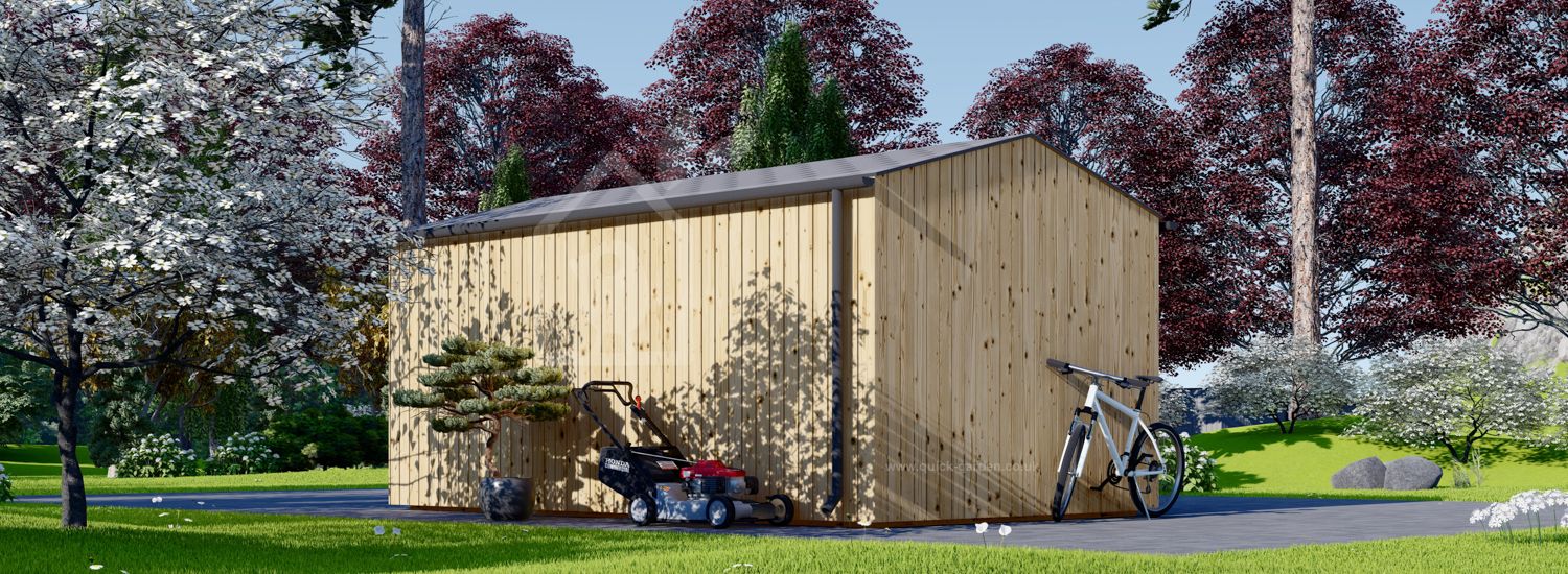 Single Wooden Garage SILVIA (34 mm + Cladding), 3.4x5.4 m (11'x18'), 20 m²