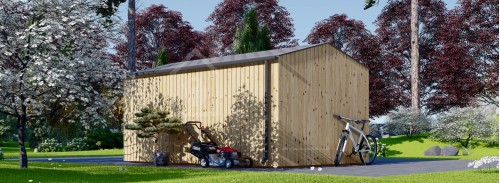 Single Wooden Garage SILVIA (34 mm + Cladding), 3.4x5.4 m (11'x18'), 20 m²