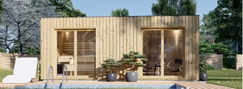 Уличная сауна с раздевалкой DELLA (34 мм + облицовка), 6,1 х 2,6 м, 12,5 м²