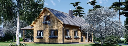 Бревенчатый Дом ВЕРА (44+44 мм + Утеплитель), 132 м² + Терраса 13,5 м²