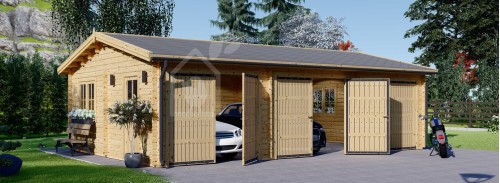 Тройной деревянный гараж TRIO (44 мм), 9x6 м (30#039;x20#039;), 54 м²