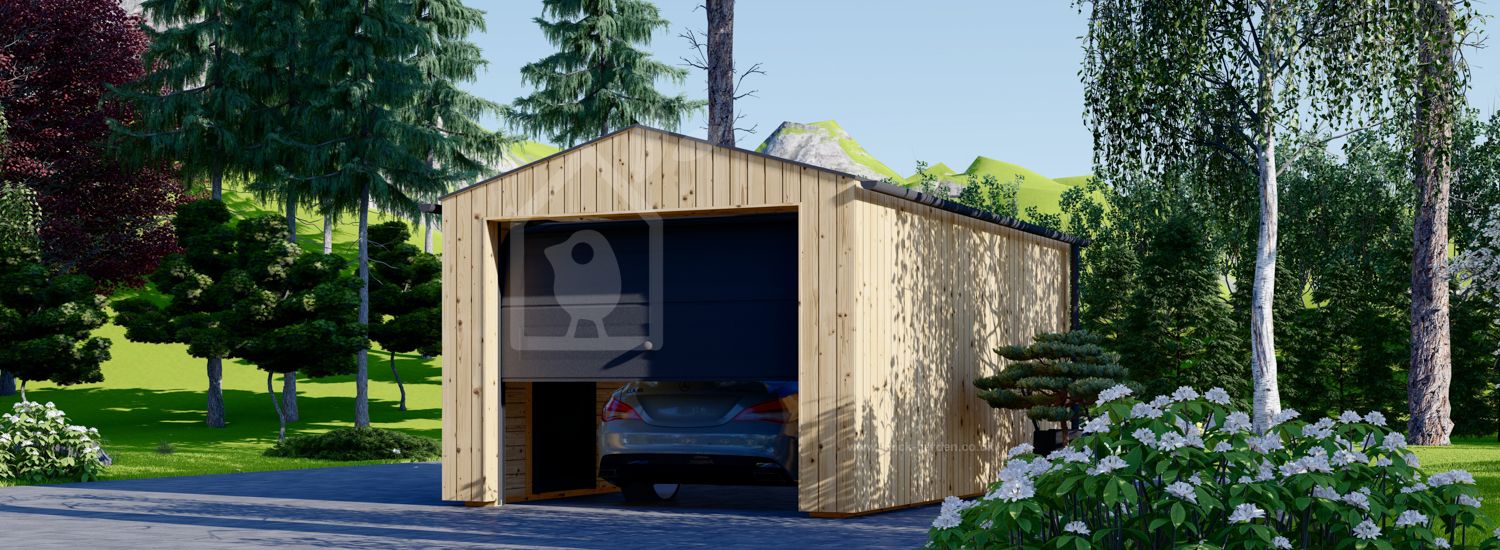 Single Wooden Garage SILVIA (34 mm + Cladding), 3.4x5.4 m (11'x18'), 20 m²
