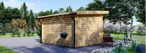 Log Cabin With A Flat Roof DREUX (44 mm), 5x4 m (16'x13'), 20 m²