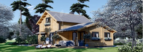 Бревенчатый Дом ГОЛЛАНДИЯ (80 мм), 113 м² С террасой 13 м²