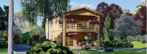 Бревенчатый Дом ТУЛУЗА (80 мм), 100 м² С террасой 20 м²
