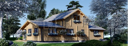 Бревенчатый Дом ГОЛЛАНДИЯ (44+44 мм + утеплитель), 113 м² с террасой 13 м²