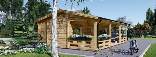 Log Cabin AMELIA (44 mm), 9x6 m (30'x20'), 32 m² With 20 m² Terrace